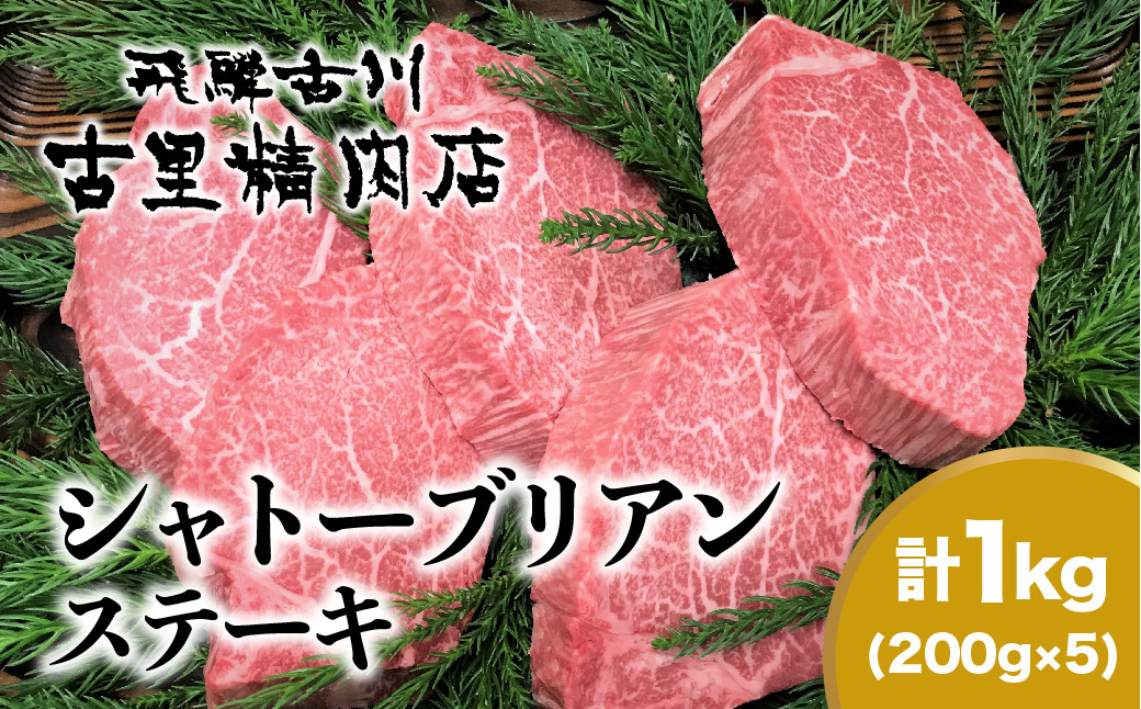 
            飛騨牛5等級のヒレ肉・シャトーブリアンステーキ 200g × 5枚 合計1kg 肉 ステーキ 飛騨牛 和牛 牛肉 人気 リピーター 岐阜県 飛騨市 和牛 ヒレ ステーキ 
          