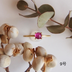9号 ルビー リング(Silver925 18KGP仕上げ) 指輪 ／ Maco アクセサリー シルバー ヘアライン加工 プレゼント 奈良県 田原本町