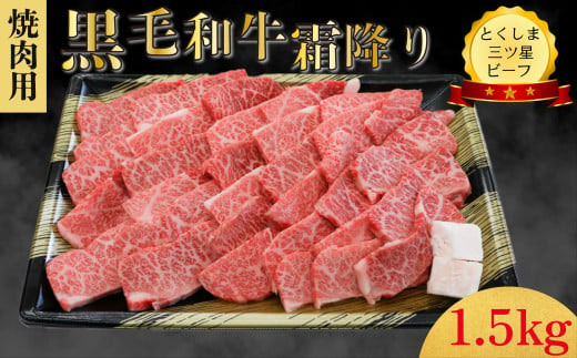 霜降り 焼肉用 1.5kg  (750g×2パック) 国産 黒毛和牛 とくしま三ツ星ビーフ 徳島県産 ブランド 和牛 牛肉 ふるさと納税 阿波牛 牛肉 ぎゅうにく 牛 肉 すきやき すき焼き 牛丼 焼肉 ビーフ BBQ アウトドア キャンプ おかず おつまみ 惣菜 弁当 日用 お祝い 【北海道・東北・沖縄・離島への配送不可】