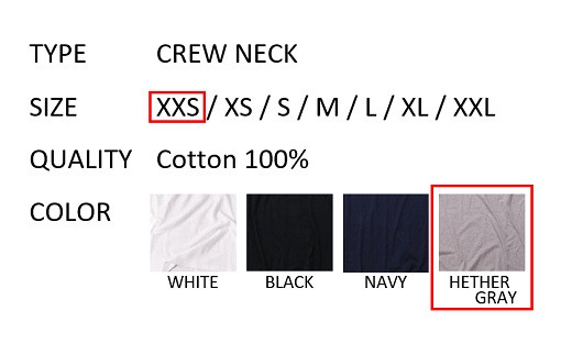【XXSサイズ】 EIJI T−SHIRT クルーネック ヘザーグレイ _SM16-1 ｜ 服 Tシャツ ティーシャツ 国産 日本製 大阪府 阪南市