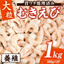 【ふるさと納税】大粒 むきえび (計1kg・500g×2P) エビ えび 海老 背ワタ処理済 背ワタなし 剥きえび 大型 バナメイえび バラ冷凍 海鮮 加熱用 簡単 時短【116200300】【浜永水産】