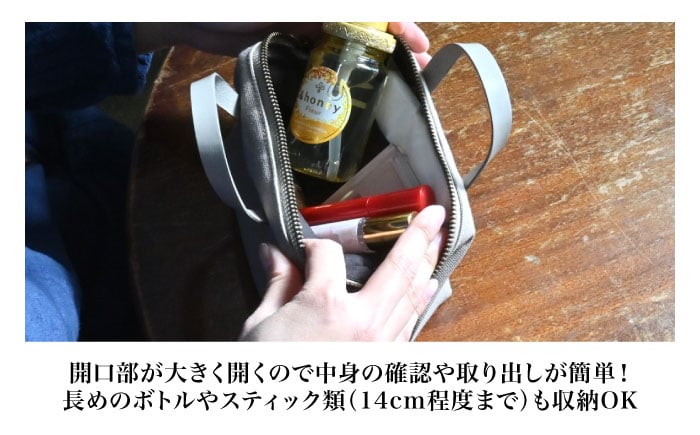 帆布ミニポーチ サンドベージュ×選べる本革持ち手6色日本製 帆布 ミニポーチ 小物入れ ポーチ