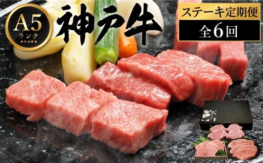 神戸牛 豪華ステーキ便 【全6回】（サーロイン・もも・ヘレ・ロース・ミニ・肩ロースステーキ） / 神戸ビーフ ステーキ 肉 A5ランク牛肉 冷凍 霜降り ステーキセット 食べ比べ 希少部位 いちぼ ひうち まるしん 内平 みすじ 亀の甲