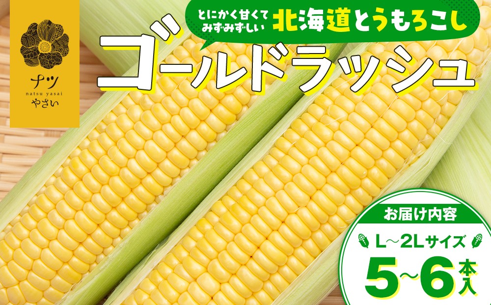 
                  【先行受付】R8年産 トウモロコシ（ゴールドラッシュ） 5〜6本 ピンクの八百屋〜ナツやさい〜 | 北海道津別町
                