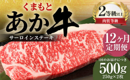 【12ヶ月定期便】くまもとあか牛サーロイン500g（250g×2枚）牛肉 牛 肉