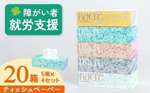 【8月 発送】ティッシュペーパー 5箱4セット 計20箱 日用品 常備品 備蓄品 box ちり紙 ティシュー ボックスティッシュ パルプ100％ 無香料 1箱 400枚 東北産 岩手県 北上市 C0579R0806-08