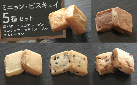 
                  【Cafe悠花】ミニョン・ビスキュイ　塩バター・ココアヘーゼル・ココナッツ・セサミメープル・ラムレーズン　5種セット
                