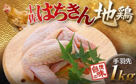 土佐はちきん地鶏 手羽先 1kg（500g×2） 小分け 地鶏 ブランド 鶏肉 とり肉 とりにく 肉 高知県 大川村 F6R-008