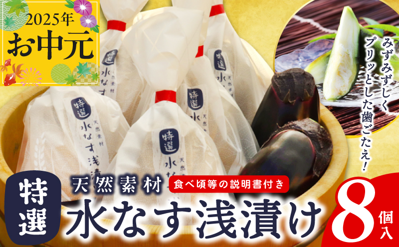 【お中元】「特選最上級品」天然素材水なす浅漬け8個入