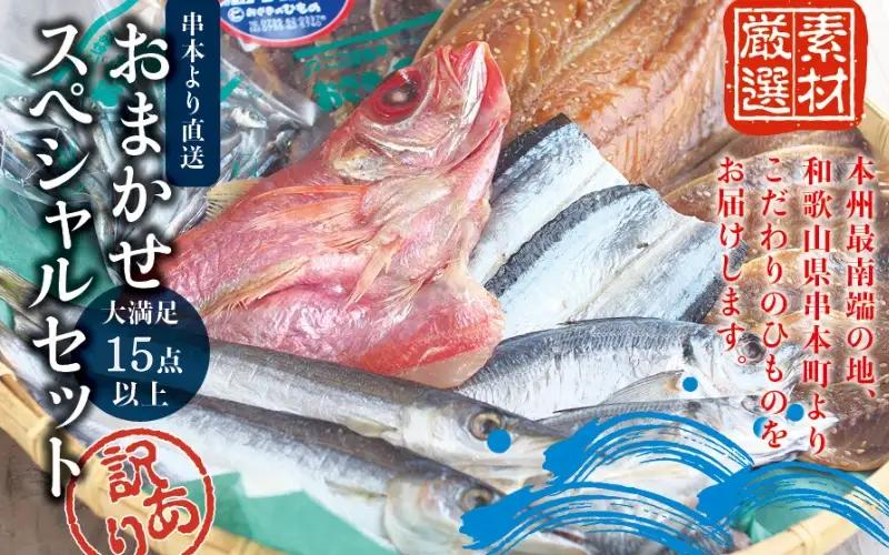 【訳あり干物セット】たっぷり15点以上！おざきのひもの「おまかせスペシャルセット」【冷凍】/ ひもの 干物 干物セット 個包装 イカ 一夜干し 訳あり わけあり【ozk103A-1】