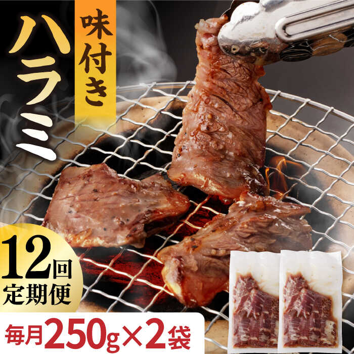 【ふるさと納税】【12回定期便】【塩だれ】九州産和牛 ハラミ 毎月250g×2袋（計6kg） 長与町/岩永ホルモン [EAX161] ハラミ はらみ 国産 焼肉 肉 国産 こくさん サガリ 小分け 味付き 冷凍 焼き肉 やきにく 九州 定期便 ていきびん