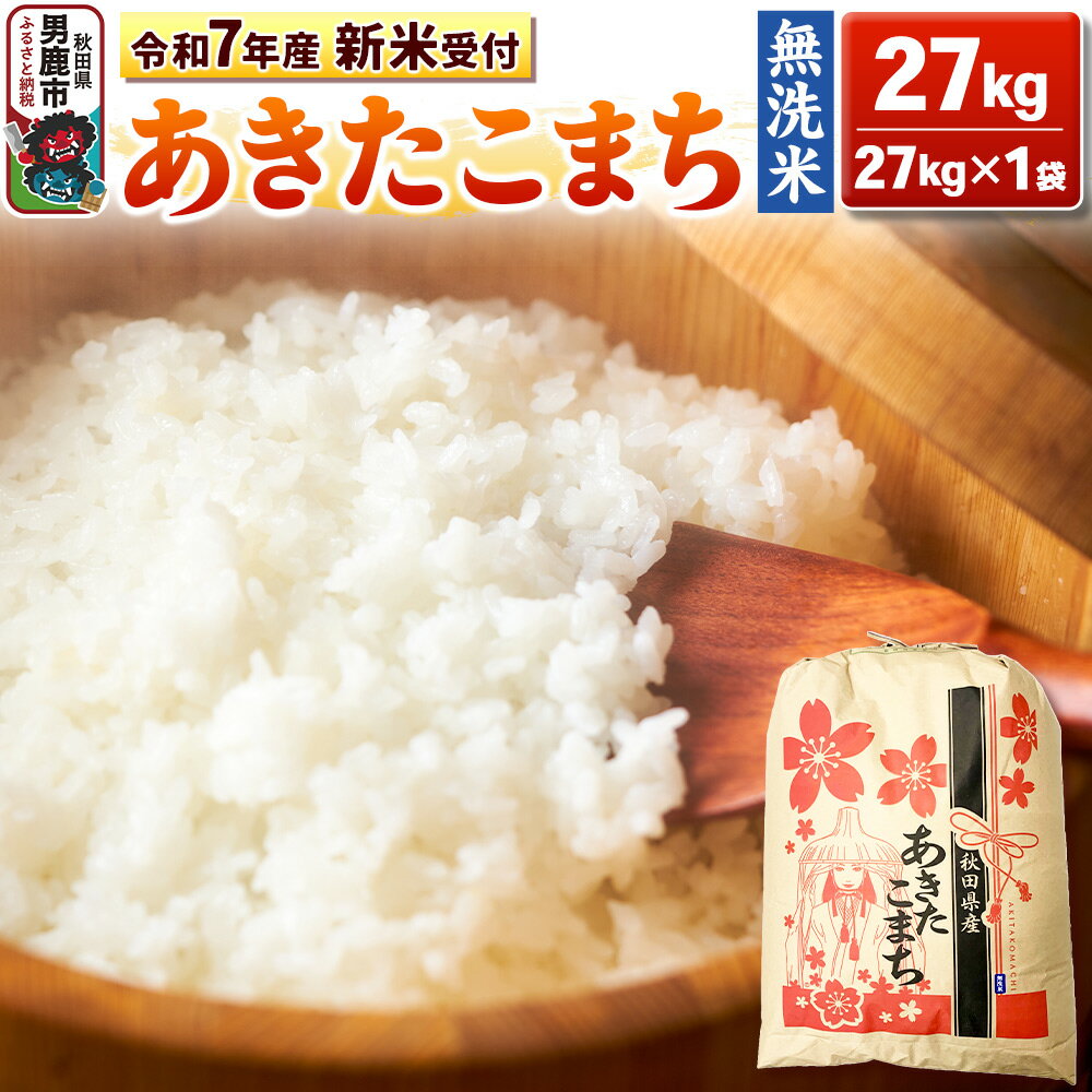【ふるさと納税】《令和7年産 新米先行受付中》【無洗米】秋田県産 あきたこまち 27kg 秋田県 男鹿市 こまちライン