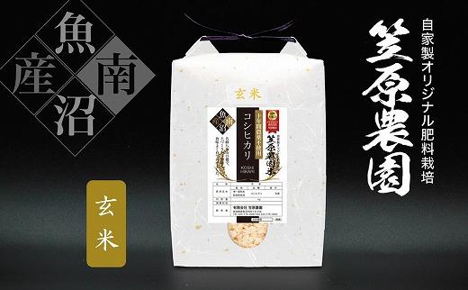 【令和７年産】南魚沼産 笠原農園米 十年間農薬不使用コシヒカリ玄米 5kg