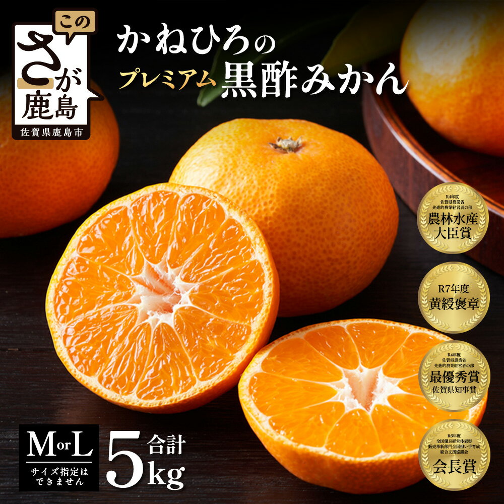 【ふるさと納税】2026年先行予約 プレミアム黒酢みかん 約5kg (M / Lサイズいずれか ) 高品質 のし対応 内熨斗 温州みかん みかん ミカン 柑橘 果物 フルーツ 【11月中旬頃〜12月頃配送予定】 ご褒美 贈答品 お歳暮 ふるさと みかん5kg 5kg 佐賀県 鹿島市 送料無料 B-910