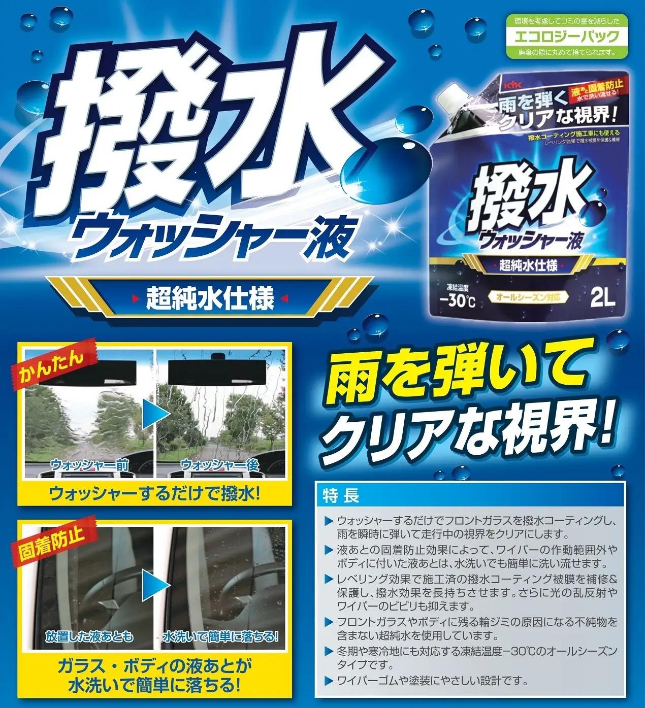 撥水ウォッシャー液(スタンディングパウチタイプ)  2本　カー用品 洗車用品 ウォッシャー液