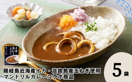 イカカレー 5箱セット 160g×5箱 電子レンジ調理可　マンドリルカレーコラボ商品【レトルト カレー いか イカ コラボ マンドリル 自宅用 国産 隠岐諸島近海産 島根県 海士町 隠岐】