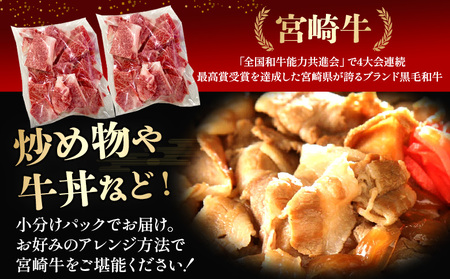 ＜宮崎牛切り落し 合計約600g (約300g×2パック)＞2か月以内に順次出荷【a0505_sh】