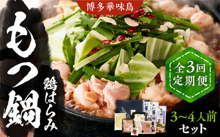【全3回定期便】博多華味鳥 博多もつ鍋 鶏はらみ セット 3~4人前 [VAC015]博多 福岡 鍋 鶏 もつ もつ鍋