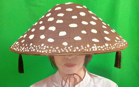 蓄光BENITENGASA・プレミアム 茶 ベニテン笠 光る ベニテングタケ タッセル 竹笠 大阪府高槻市/サンドセルショップ[AOBO026]