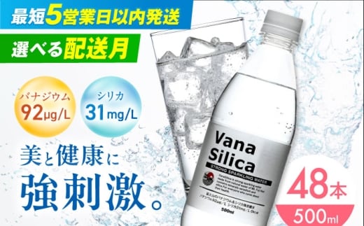【5営業日以内発送】VanaSilica（バナシリカ） 富士山のバナジウム＆シリカ 強炭酸水 500ml 24本 2箱（計48本）炭酸 強炭酸 炭酸水 大容量 ハイボール 割り材 割材 ペットボトル お水 飲料 飲料水 ドリンク 飲み物 備蓄 災害 大阪府高槻市/クリックル株式会社 [AOEH010] バナジウム シリカ 強炭酸水 大容量 ペットボトル 割材 飲料水