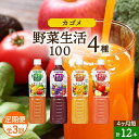 【ふるさと納税】 【定期便】 4ヵ月毎 全3回 カゴメ 野菜生活100 飲み比べセット スマートPET 720ml 4種 計12本 栃木県 那須塩原市 ベリーサラダ マンゴーサラダ アップルサラダ 野菜 果実 ミックスジュース 野菜ジュース フルーツジュース フルーツ 送料無料