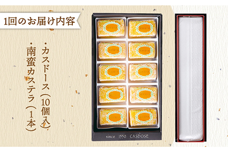 【3回定期便】カスドース・カステラセット【湖月堂老舗】[KAC124]/ 長崎 平戸 菓子 和菓子 贈物 贈答 プレゼント 老舗 ポルトガル 元祖 カステラ