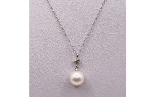 1932 Pt あこや本真珠　6.5㎜up　ダイヤモンド0.09ct　ペンダントネックレス