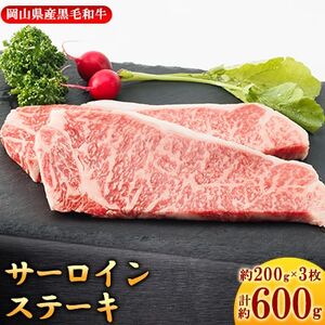 【岡山県産黒毛和牛】サーロインステーキ　約200g×3枚【配送不可地域：離島】【1419941】