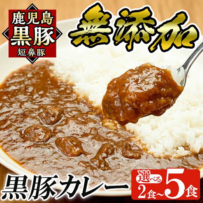 【ふるさと納税】＜選べる個数＞鹿児島黒豚「短鼻豚」無添加カレー 1食 200g (2食・5食) 国産 鹿児島県 肉 豚 豚肉 黒豚 スパイス カレー スパイシー 温めるだけ 簡単【鹿児島ますや】