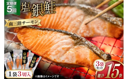 5回 定期便 鮭 切り身 塩銀鮭パック 3切 ×3袋 ×5回 総計15袋 [たみこの海パック 宮城県 南三陸町 m304amh560047] サーモン 銀鮭 塩銀鮭 シャケ 切身 さけ サケ 国産 小分け 個包装 冷凍
