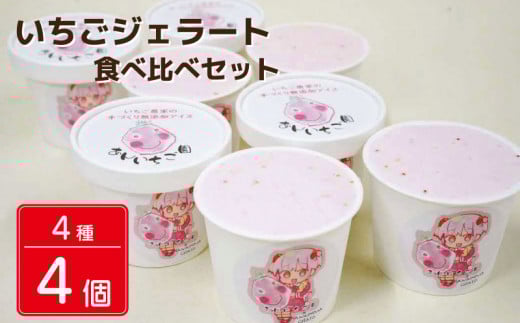 いちご 冷凍 ジェラート 4個 4種類 紅ほっぺ あまえくぼ ストロベリー 甘い 苺 あまい イチゴ フルーツ 食べ比べ セット 果物 デザート スイーツ 詰合せ 洋菓子 お菓子 ギフト プレゼント 贈答 国産 徳島県 吉野川市