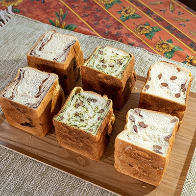 
北海道産小麦使用　トランス脂肪酸フリー食パン　抹茶あずき、あん、きんとき　3種×2斤set(6斤)【1099705】
