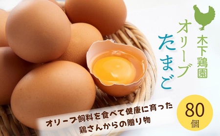 オリーブたまご80個　オリーブ飼料を食べて健康に育った鶏さんからの贈り物 