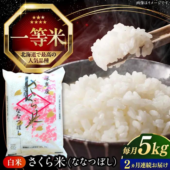 令和7年産 令和8年産 【全2回定期便】ななつぼし さくら米 5kg 2カ月 お米 一等米 北海道 [AXAB078]
