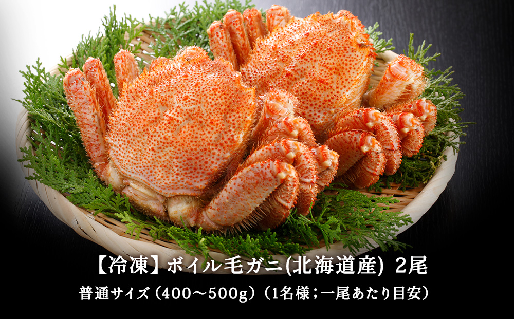 北海道 稚内産 毛ガニ 2尾セット（400g ～ 500g × 2尾）ボイル済み