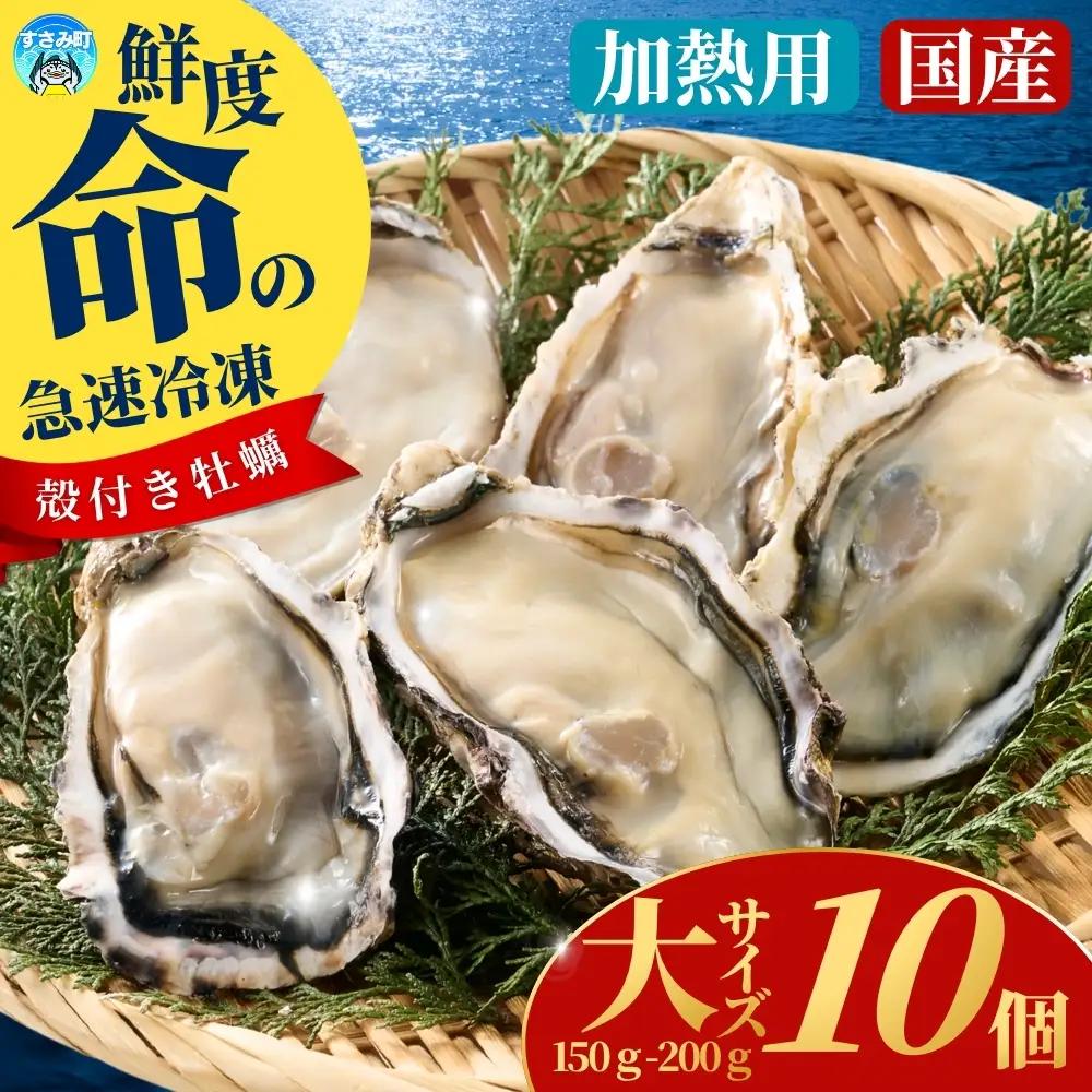 国産 急速冷凍牡蠣 加熱用 大サイズ 10個 / 牡蠣 殻付き 海鮮 かき カキ 冷凍 【mix007】