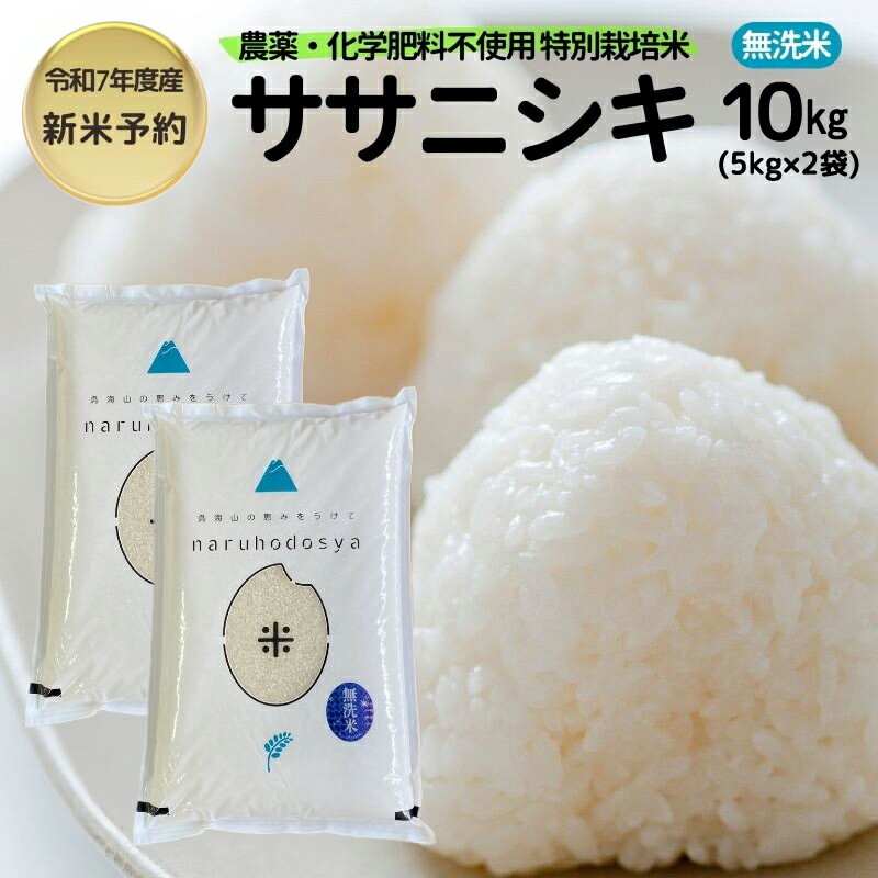 【ふるさと納税】新米予約 栽培期間中 農薬・化学肥料不使用【無洗米】特別栽培米ササニシキ10kg 5kg×2 令和7年産 秋田県 にかほ市 お米 米 こめ　お届け：2025年10月下旬頃から順次発送予定です。