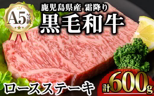 鹿児島県産A5等級黒毛和牛霜降りロースステーキ (計600g) 黒毛和牛 ロースステーキ 冷凍【KNOT】 A633