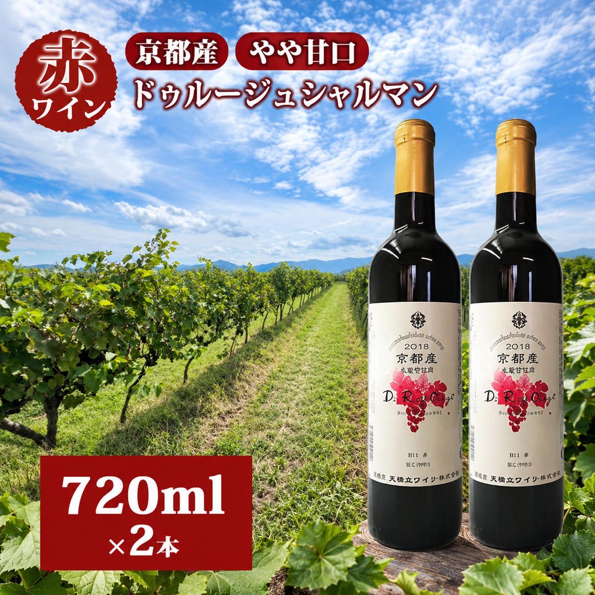 【ふるさと納税】 赤ワイン 京都産 2022ドゥルージュシャルマン やや甘口 720ml×2本《 天橋立ワイナリー 》ワイン wine 天橋立