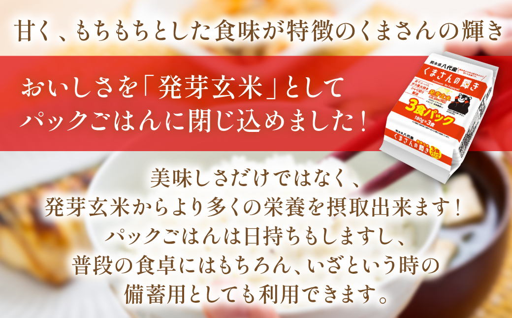 【先行予約】くまさんの輝き 発芽玄米 パックごはん 180g×24個入り 米 お米 コメ 熊本県産 国産 パックご飯 ひとり暮らし 非常食 防災 仕送り 備蓄 【2025年11月下旬より順次発送】