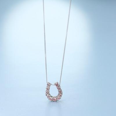 ふるさと納税 大津市 【プラチナ900 ラボピンクダイヤネックレス 0.363ct】50cm 馬蹄ばていペンダント Pt |  | 02