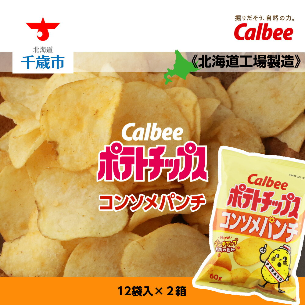 【ふるさと納税】カルビーポテトチップス＜コンソメパンチ＞12袋入×2箱《北海道工場製造》 お菓子 スナック菓子 北海道産 じゃがいも ポテトチップス 北海道ふるさと納税 千歳市 ふるさと納税【北海道千歳市】
