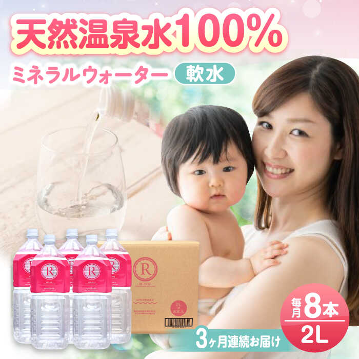 【ふるさと納税】【全3回定期便】天然温泉水RYUSEKI 2L×8本−ペットボトル　日田市 / 株式会社竜石 温泉水 ミネラルウオーター 天然水[ARCD008]