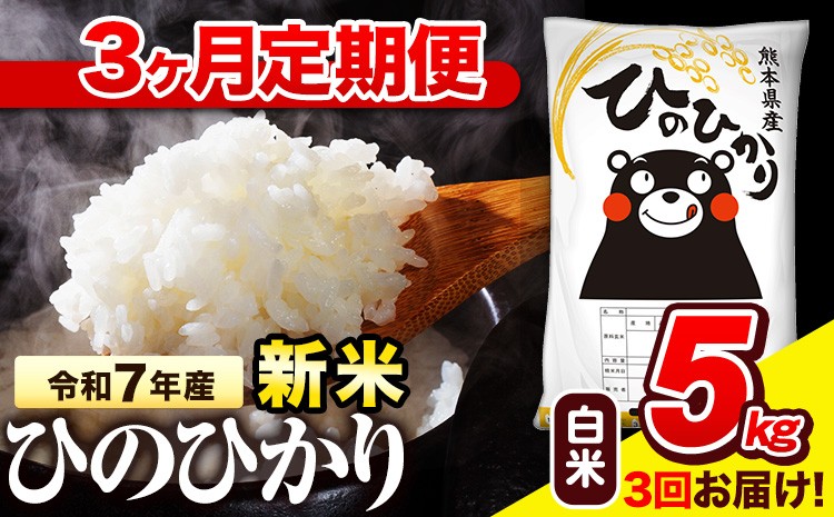 
             令和7年産 白米 【3ヶ月定期便】 ひのひかり 5kg《お申込み翌月から出荷》 熊本県産 白米 精米 氷川町 ひの 送料無料 ヒノヒカリ コメ 便利 ブランド米 お米 おこめ 熊本
          