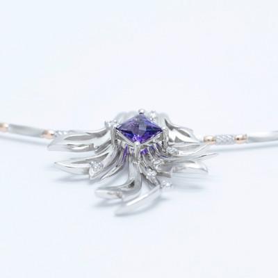 ふるさと納税 山梨県 Pt/PG アメジスト/ダイヤモンドネックレス(バッカス) |  | 01