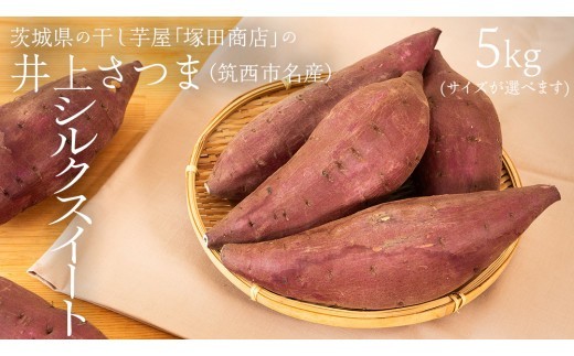 
                  【 塚田商店 】 井上さつま 「 シルクスイート 」 5kg ( 選べる サイズ ) Ｓサイズ Ｍサイズ Lサイズ 2Lサイズ 新物 ブランド芋 茨城県産 筑西市産 さつまいも サツマイモ いも 芋 イモ スーパーツカダ [BD039ci]
                