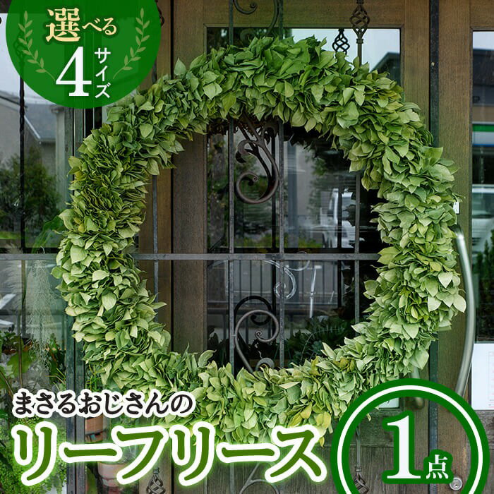 【ふるさと納税】＜選べるサイズ＞まさるおじさんのリーフリース(1点) リース リーフリース グリーンリース ナチュラルリース 天然素材 観葉植物 インテリア 壁掛けリース 玄関リース 成長リース 八意思兼命 知恵の神様 シンプルリース 新登場 【m56-01】【Porte-Bonheur】