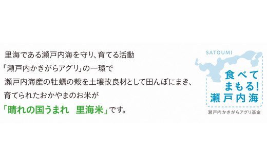 【瀬戸内海保護】里海米3パック（計6kg）無洗米　長期保存可   A-154a