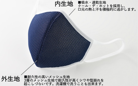 Y329 洗える3D布マスク（吸収速乾）メンズ ブラック3枚セット