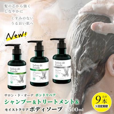 ふるさと納税 四万十市 【3回定期便】サロン・ド・オーデ ボンドリペア シャンプー&amp;トリートメント&amp;ボディソープ3点セット